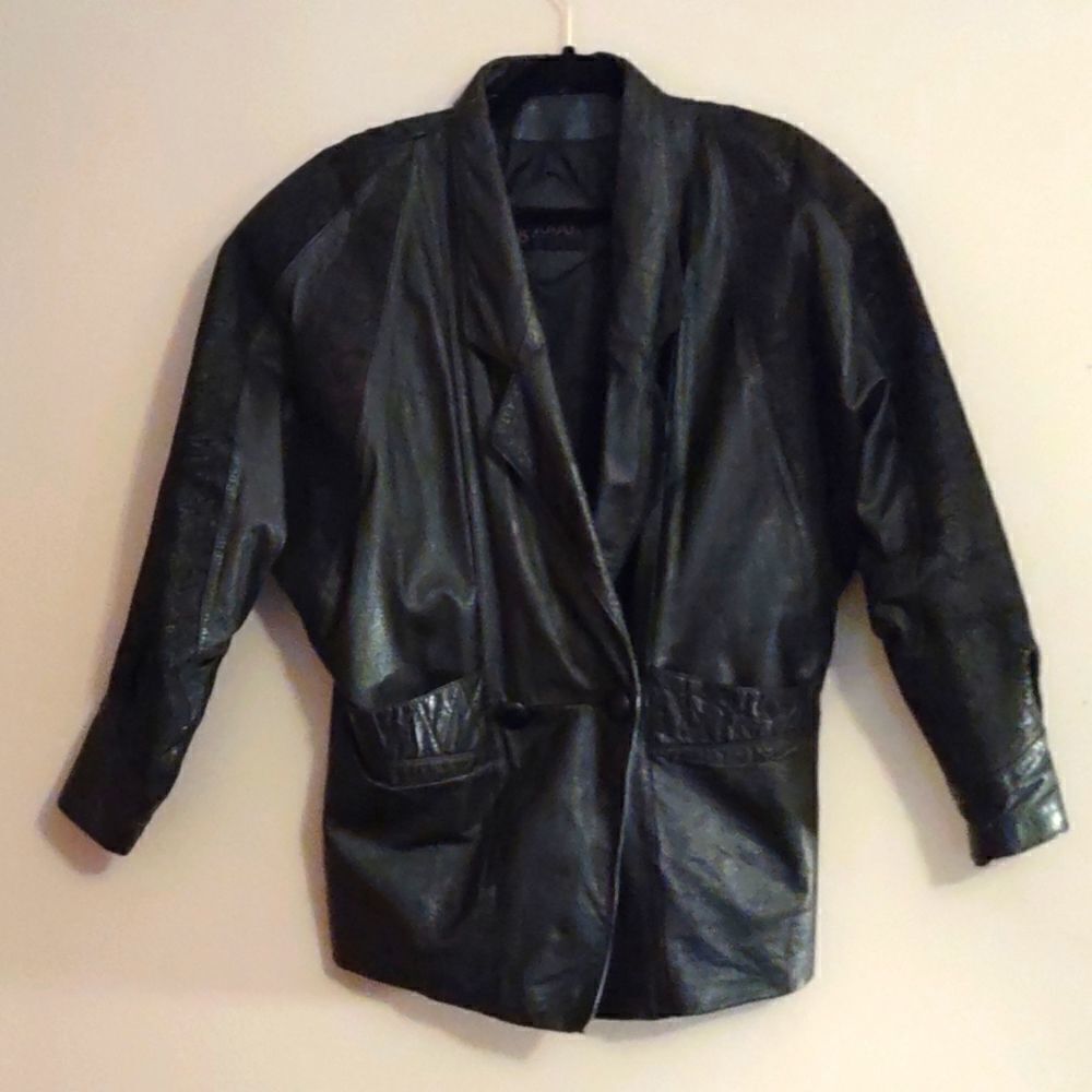 Vintage g4000 Women's‎ Size S BikerCore Black leather jacket double-breasted